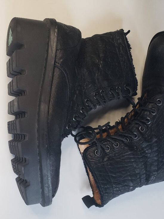 Fluevog ATV Defender Black Platform Lace-Up Women's Moto Festival Boots - Picture 11 of 16